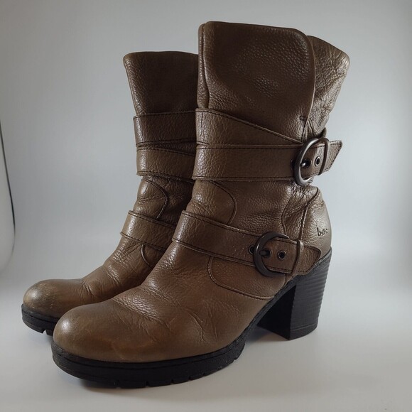 BOC Josephine Boot Lug Sole Buckle Strap Heeled Leather Brown Women's sz 8 Eu39 - Picture 1 of 12